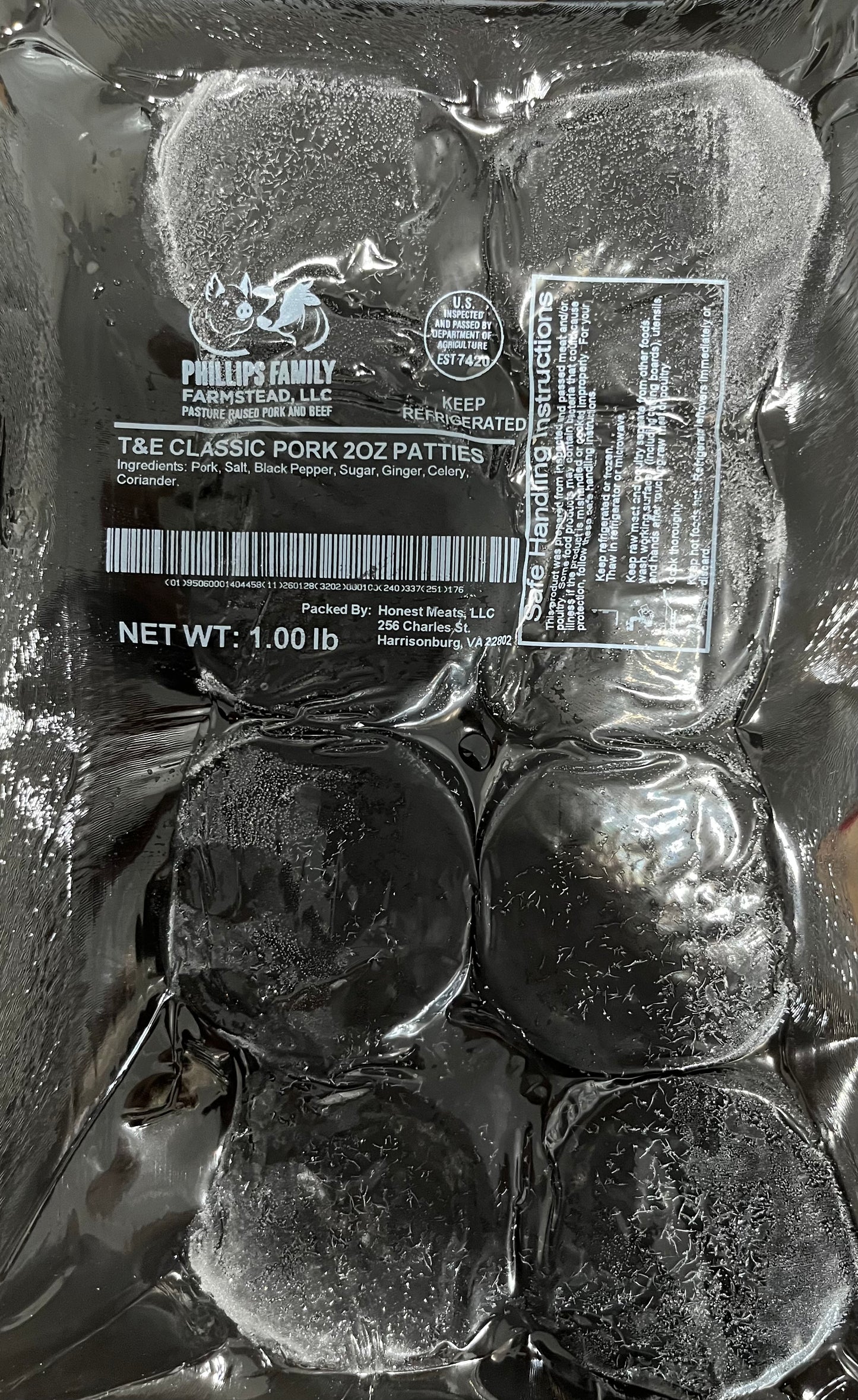 Classic T&E Ground Pork Patties (8 Pack)