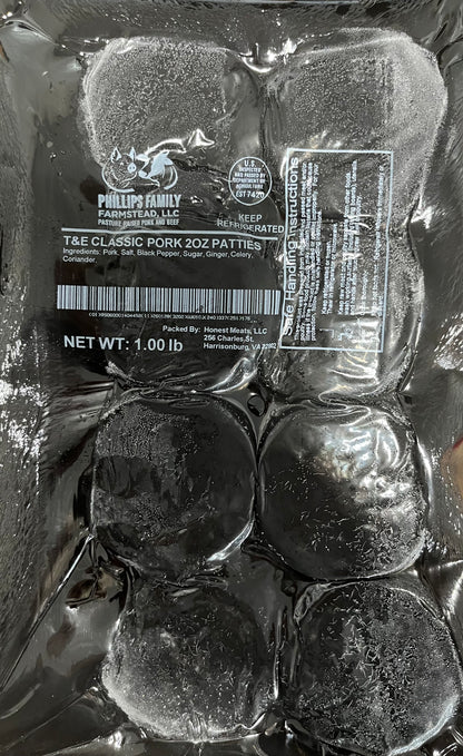 Classic T&E Ground Pork Patties (8 Pack)