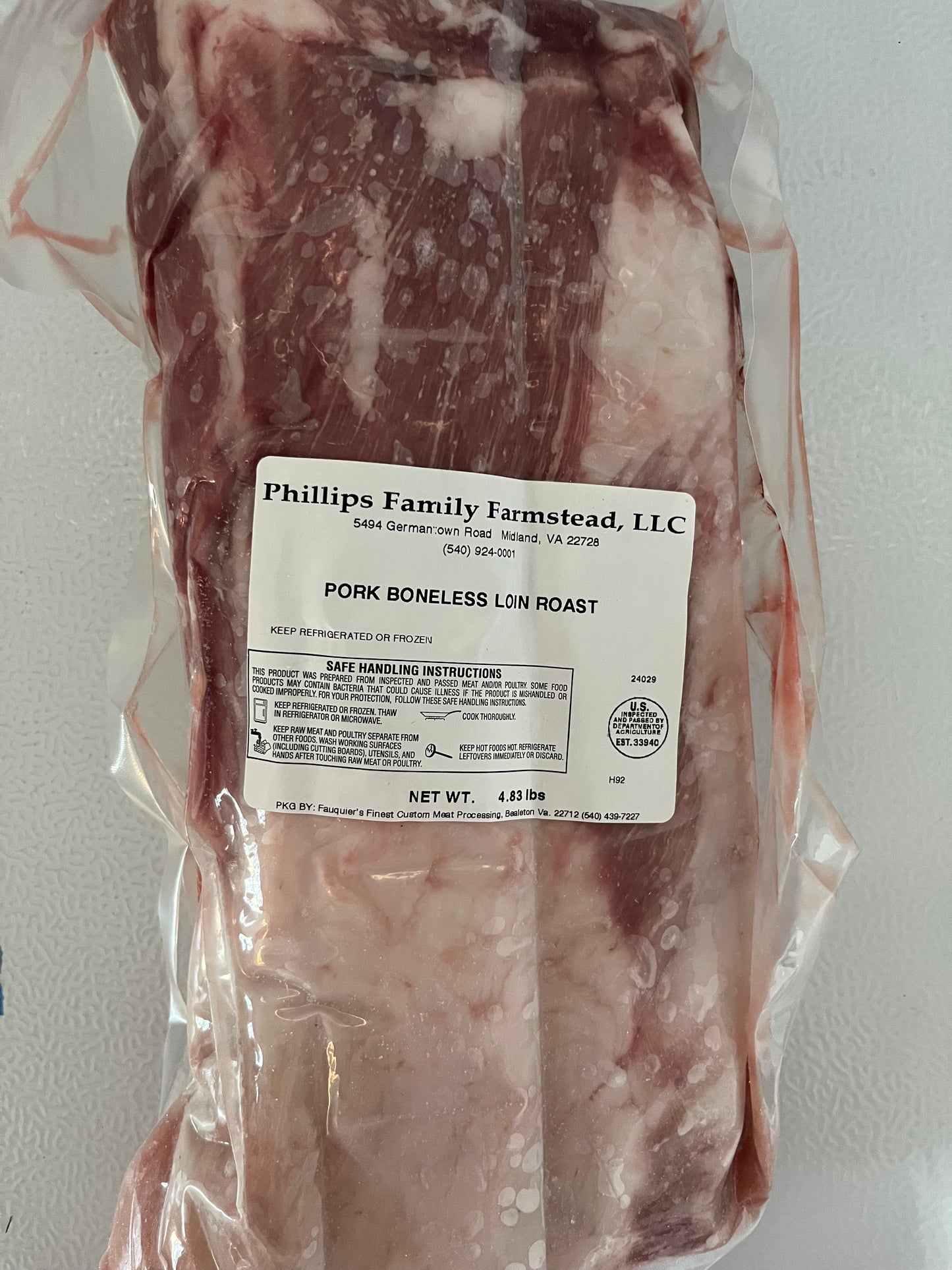 Pork Boneless Loin Roast- 4 POUNDS (minimum)